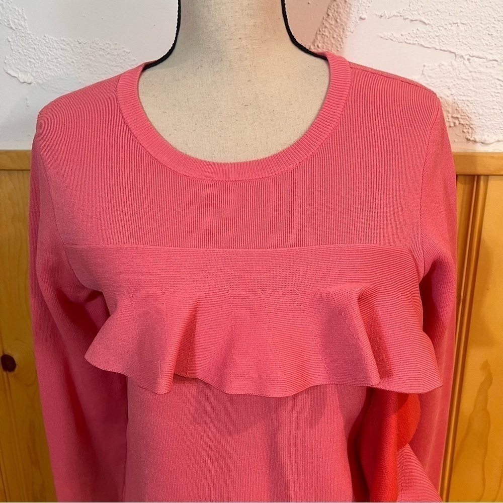 ASOS Coral Sweater With Front Ruffle Sz-8 - Picture 2 of 6